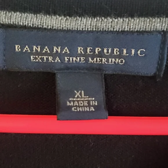 BANANA REPUBLIC EXTRA FINE MERINO MENS PULL OVER SWEATER. XL. DIAMOND  BLK WHT - Picture 3 of 6